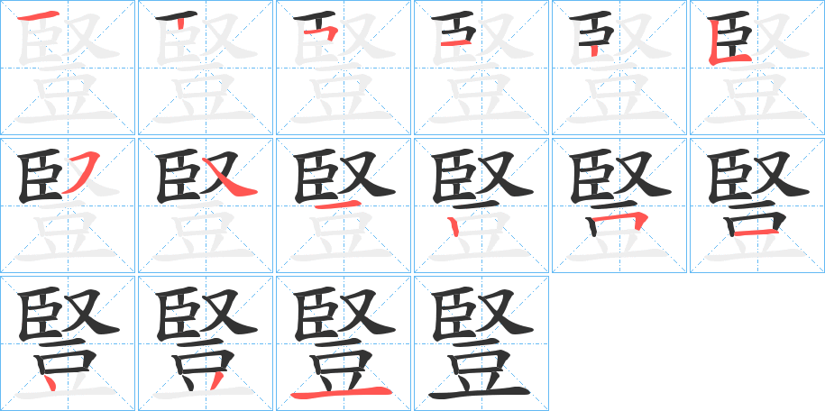 豎字的笔顺分布演示