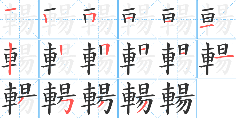 輰字的笔顺分布演示