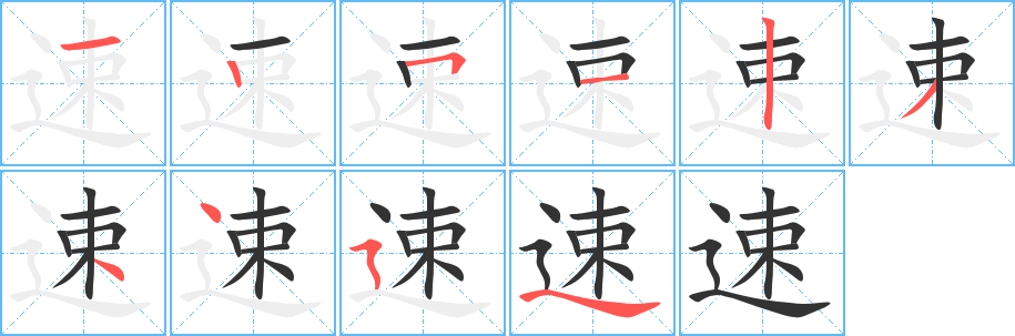 速字的笔顺分布演示