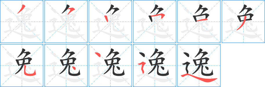 逸字的笔顺分布演示