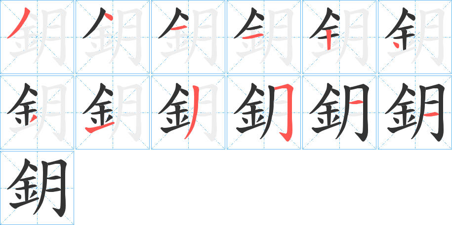 鈅字的笔顺分布演示