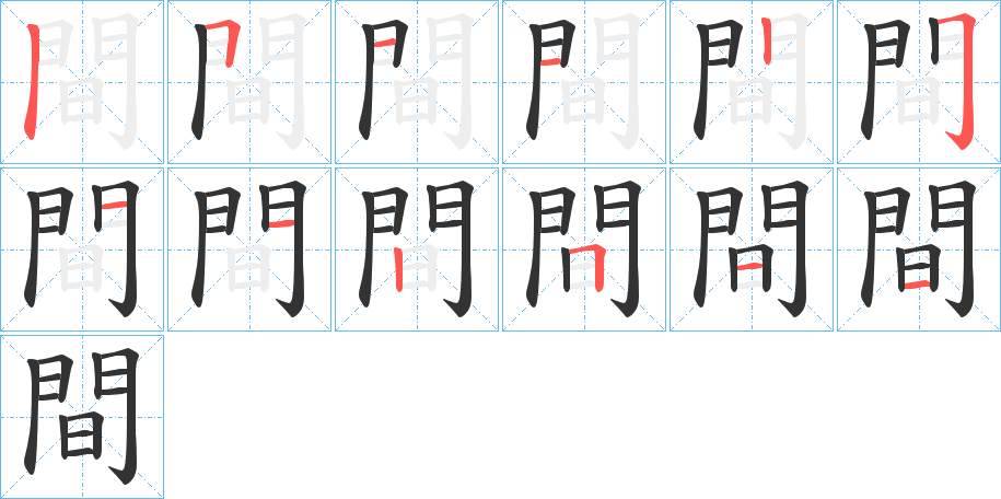 間字的笔顺分布演示