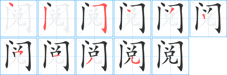 阅字的笔顺分布演示