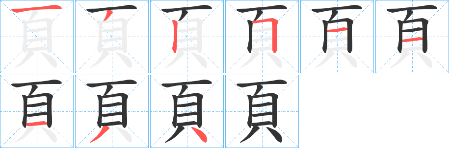 頁字的笔顺分布演示