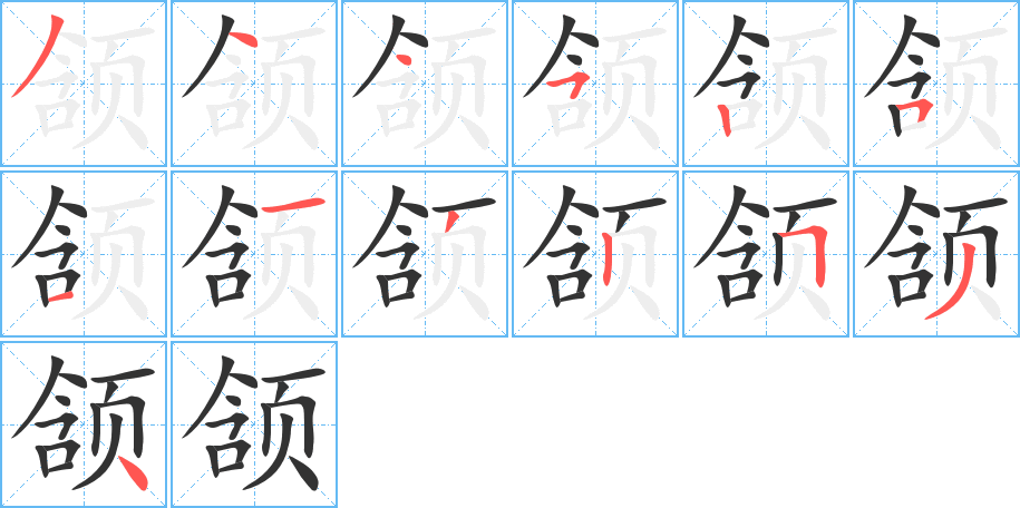 颔字的笔顺分布演示