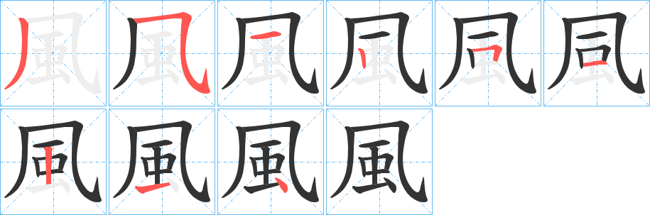 風字的笔顺分布演示