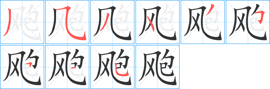 飑字的笔顺分布演示