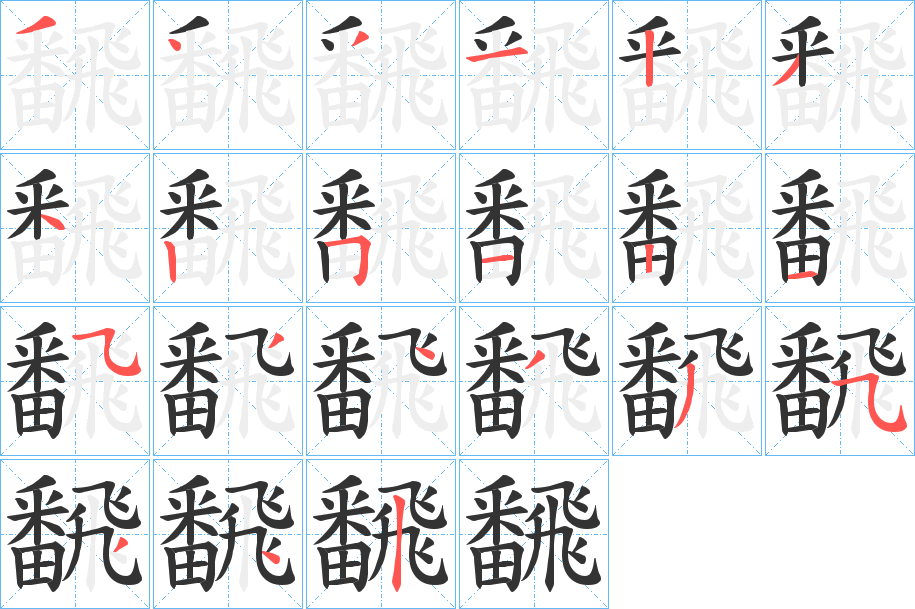 飜字的笔顺分布演示