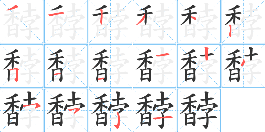 馞字的笔顺分布演示