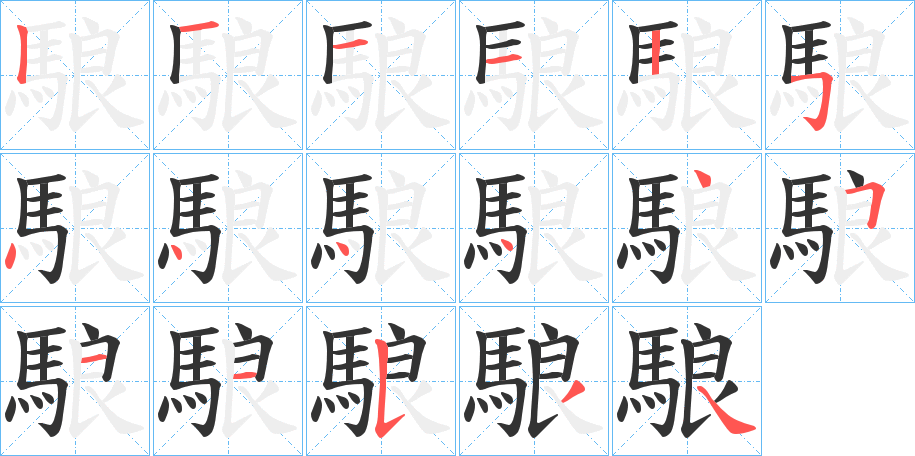 駺字的笔顺分布演示