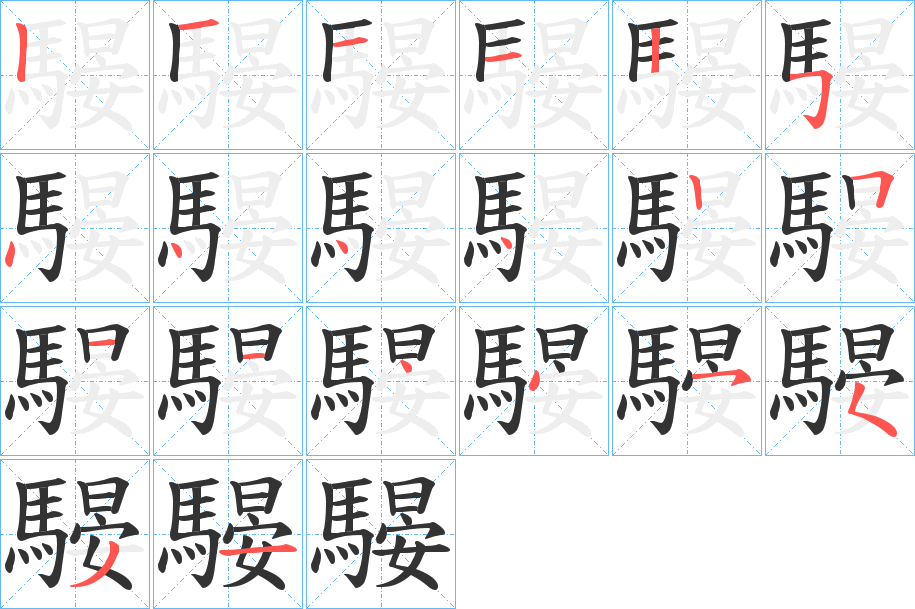 騴字的笔顺分布演示