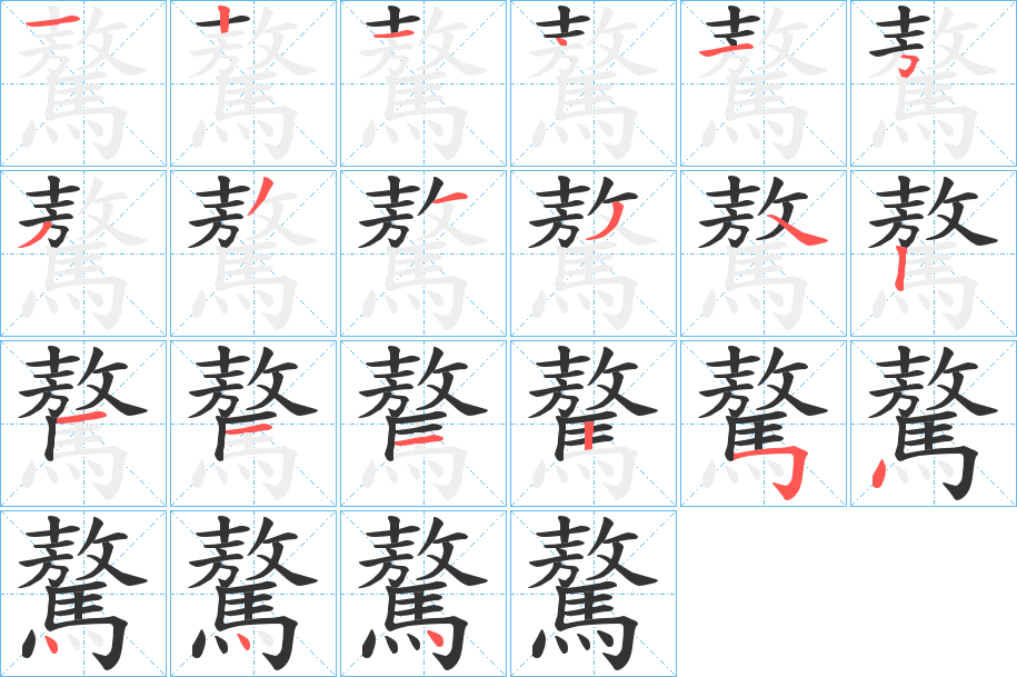 驁字的笔顺分布演示