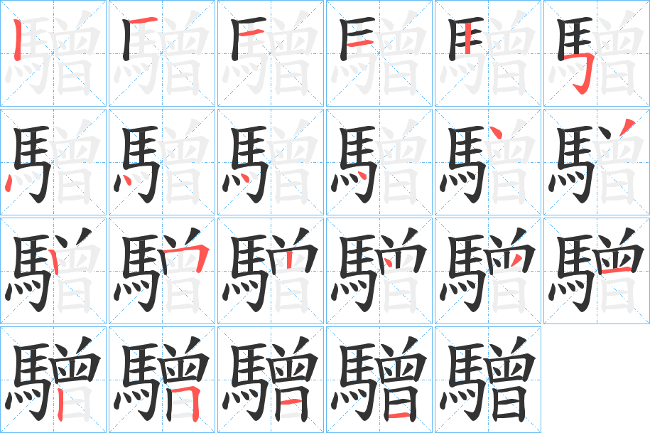 驓字的笔顺分布演示