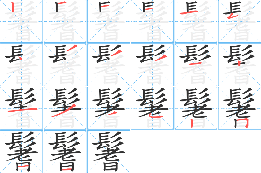 鬐字的笔顺分布演示