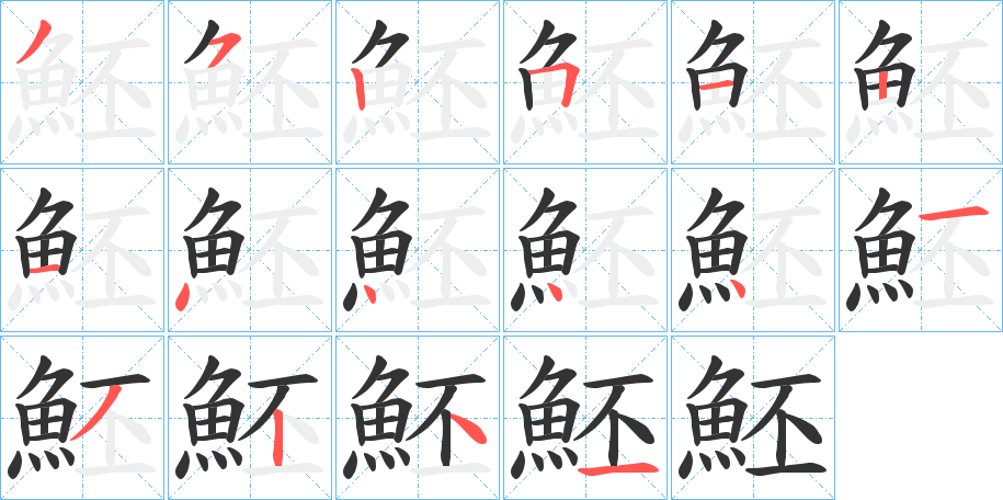 魾字的笔顺分布演示