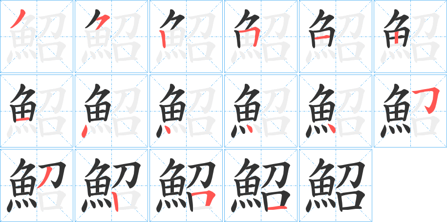 鮉字的笔顺分布演示