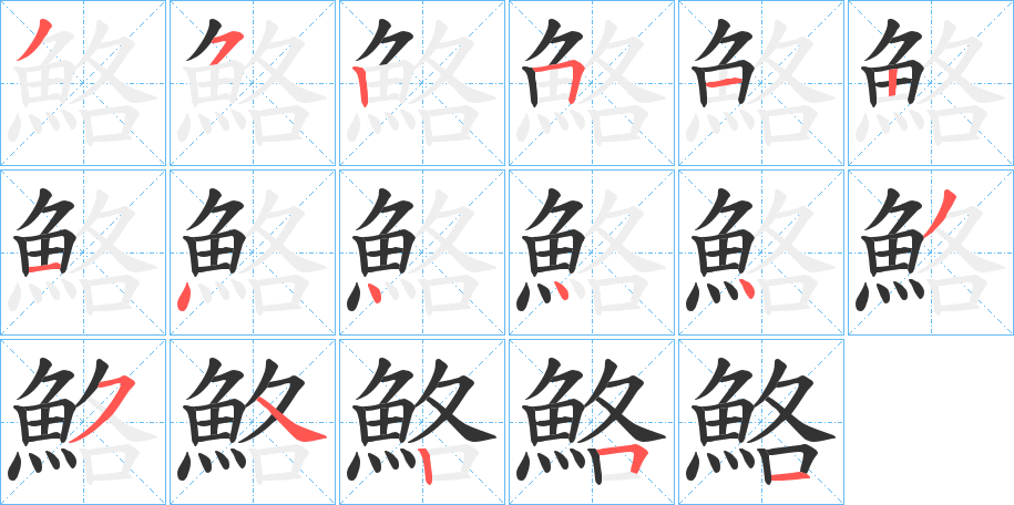 鮥字的笔顺分布演示