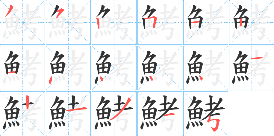 鮳字的笔顺分布演示