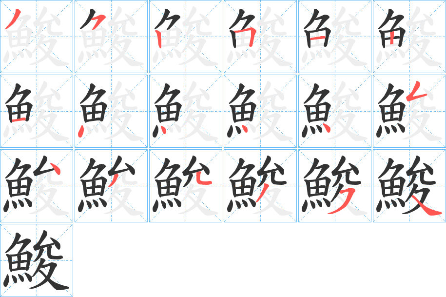 鮻字的笔顺分布演示