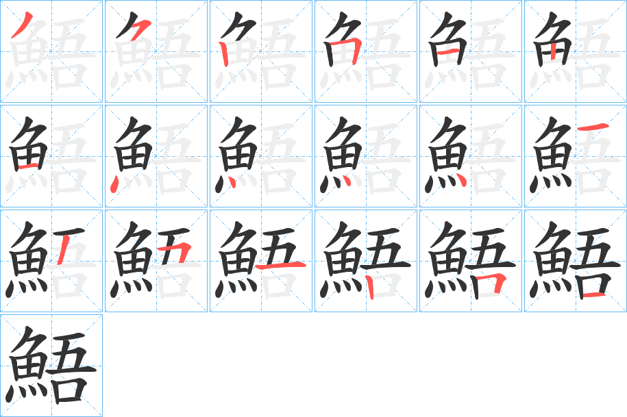 鯃字的笔顺分布演示