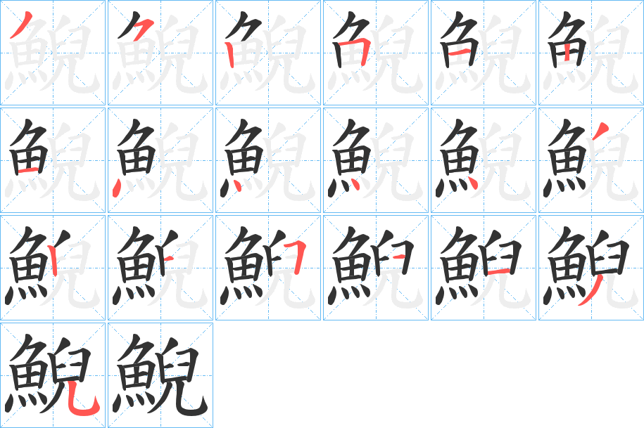 鯢字的笔顺分布演示