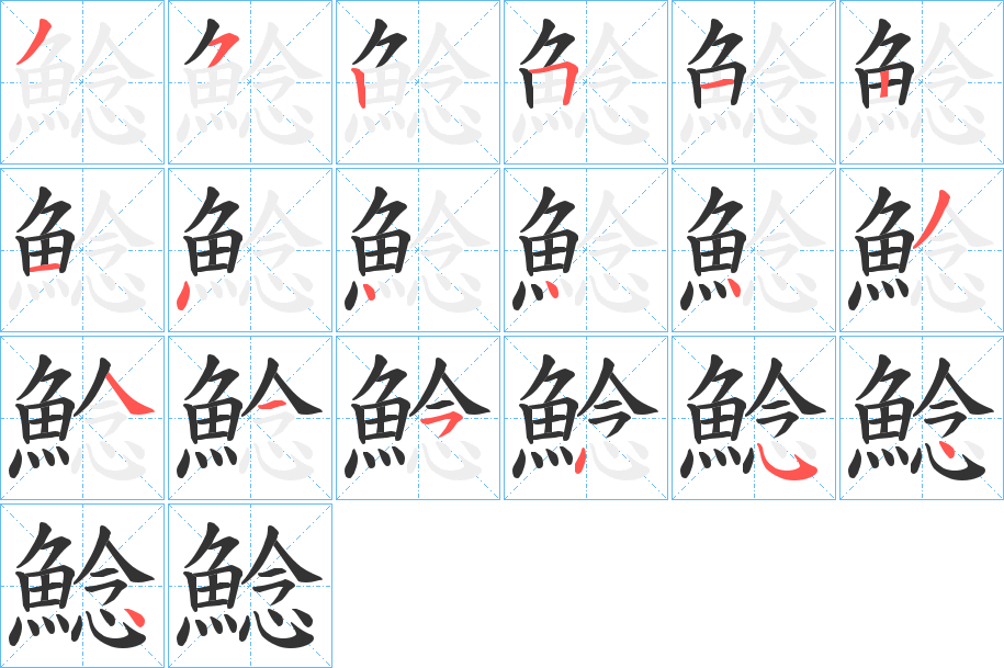 鯰字的笔顺分布演示