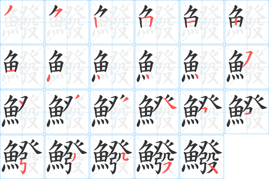 鱍字的笔顺分布演示