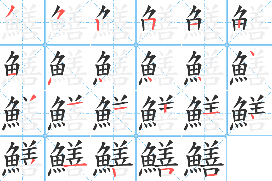 鱔字的笔顺分布演示