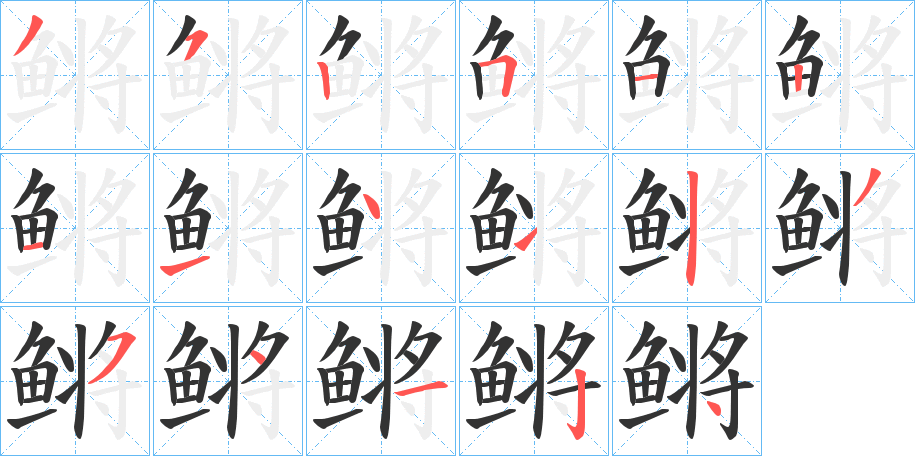 鳉字的笔顺分布演示