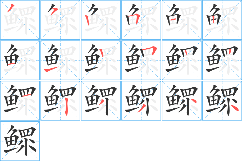 鳏字的笔顺分布演示