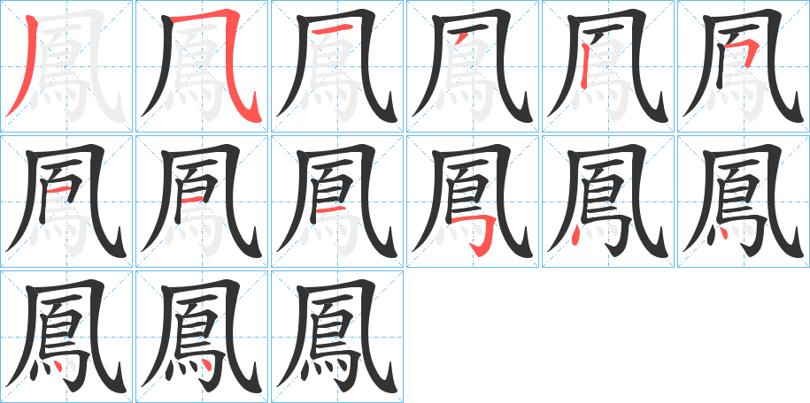 鳳字的笔顺分布演示