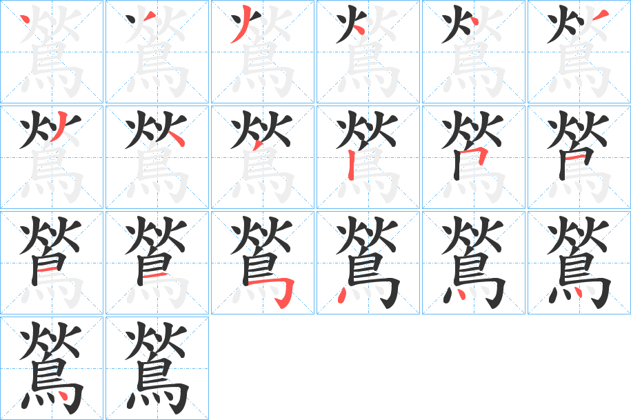 鶑字的笔顺分布演示