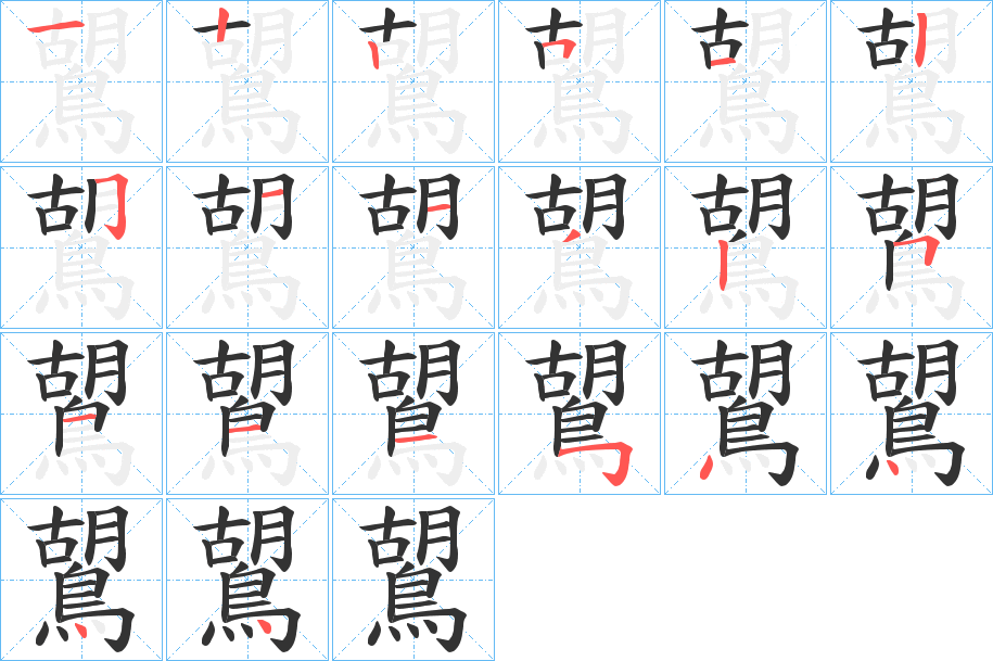 鶦字的笔顺分布演示