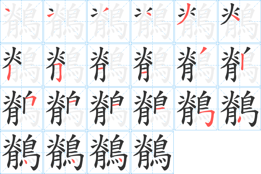 鶺字的笔顺分布演示