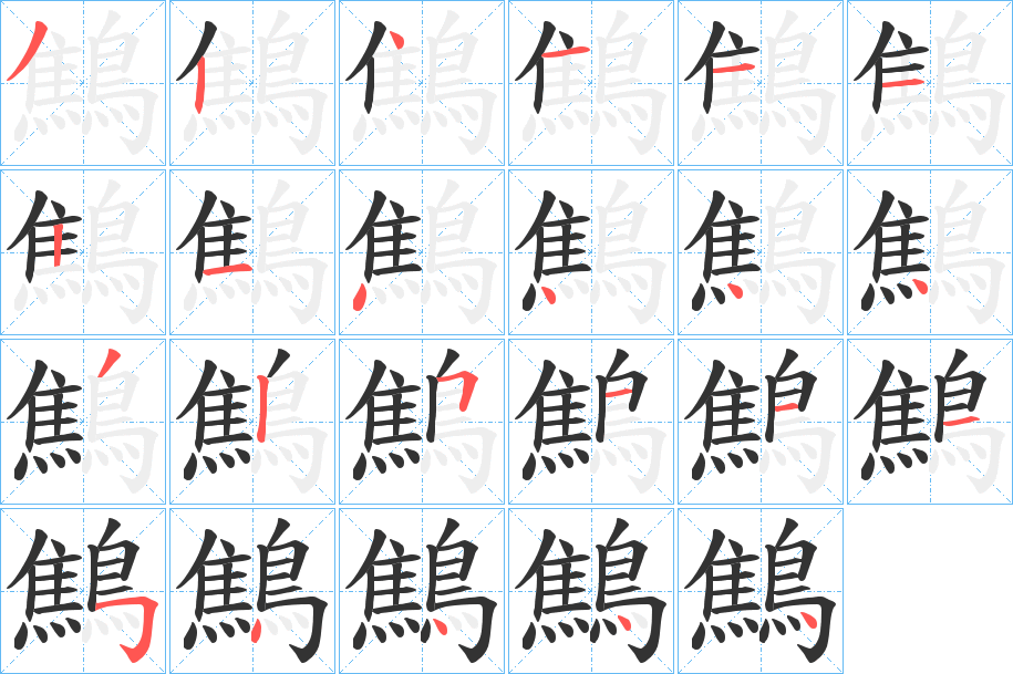 鷦字的笔顺分布演示