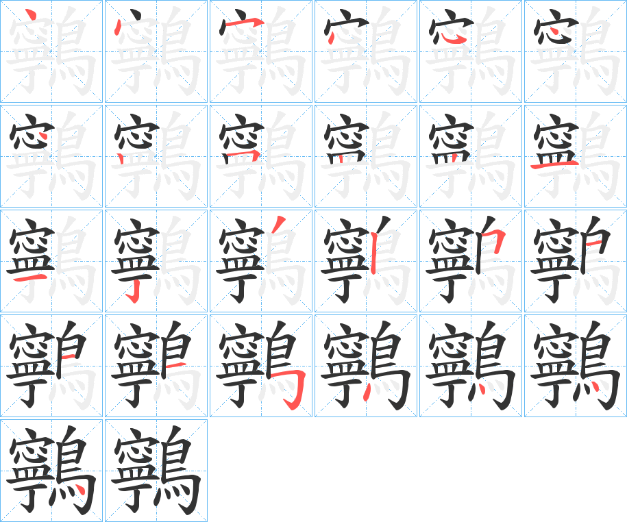 鸋字的笔顺分布演示