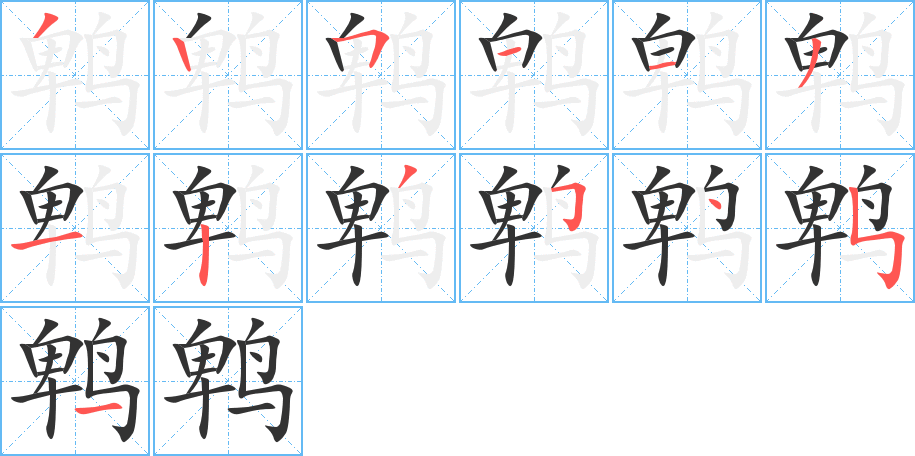 鹎字的笔顺分布演示